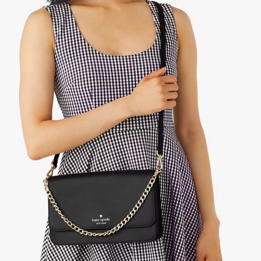 Kate Spade Black Madison Willow Medium Flap Convertible Crossbody